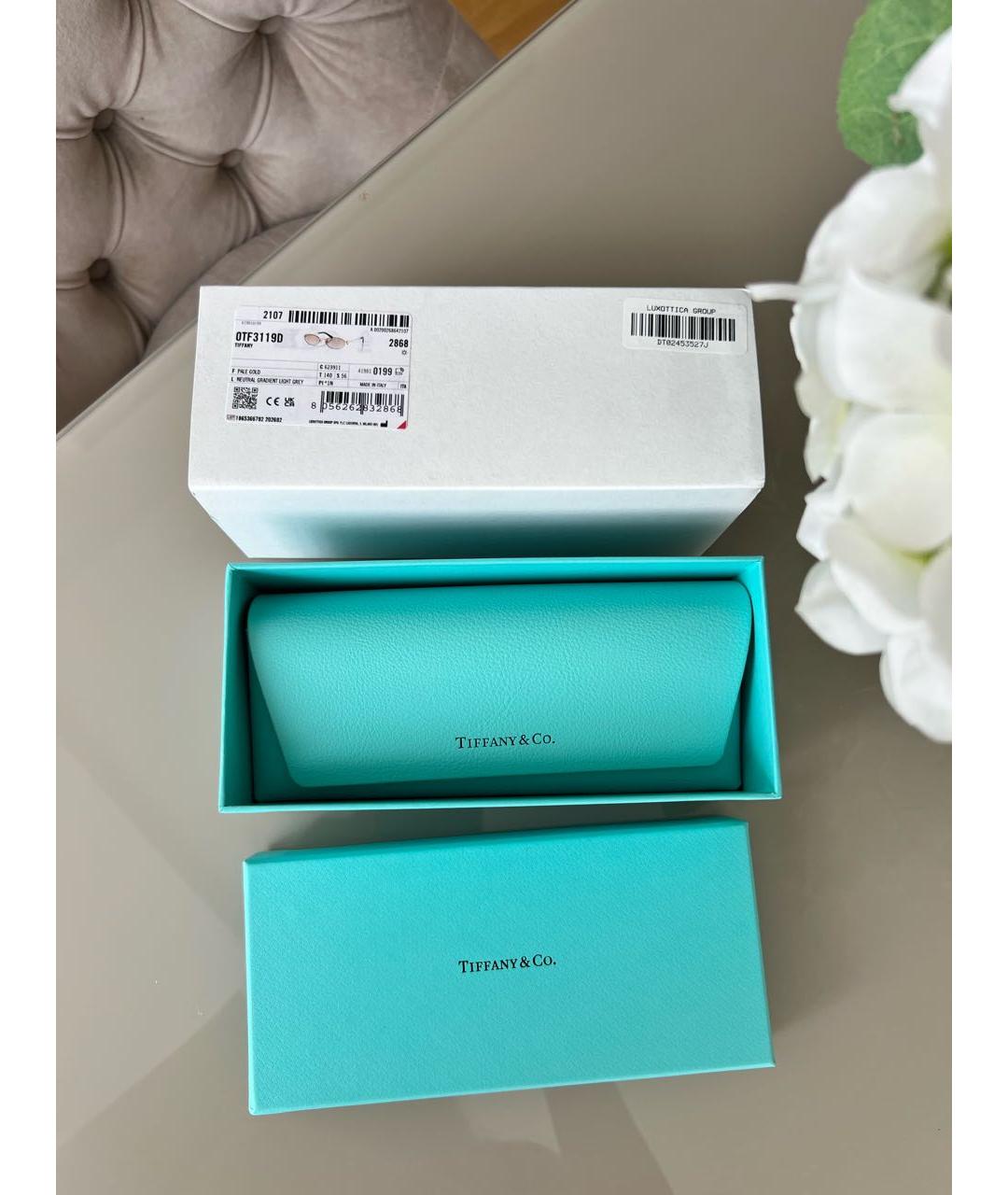 TIFFANY&CO Золотые металлические солнцезащитные очки, фото 4