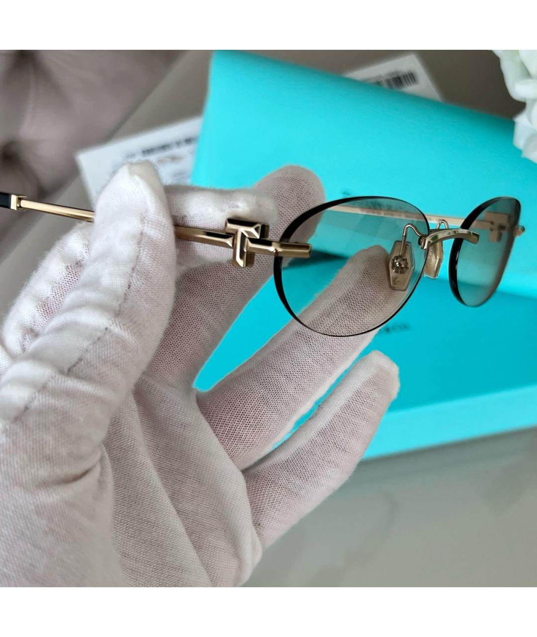 TIFFANY&CO Золотые металлические солнцезащитные очки, фото 3