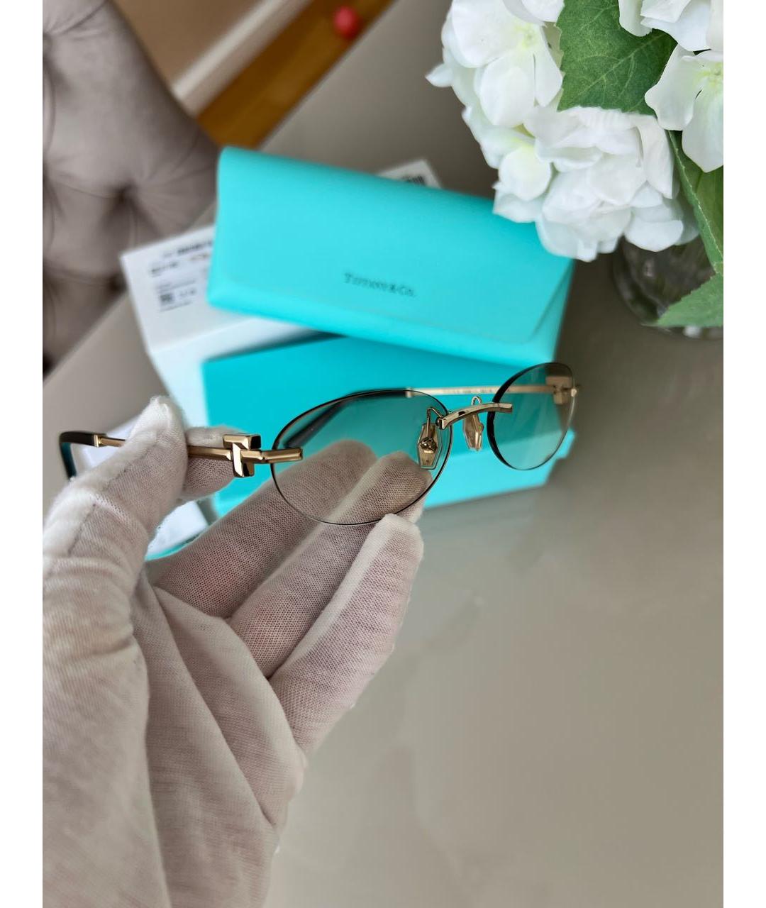 TIFFANY&CO Золотые металлические солнцезащитные очки, фото 2
