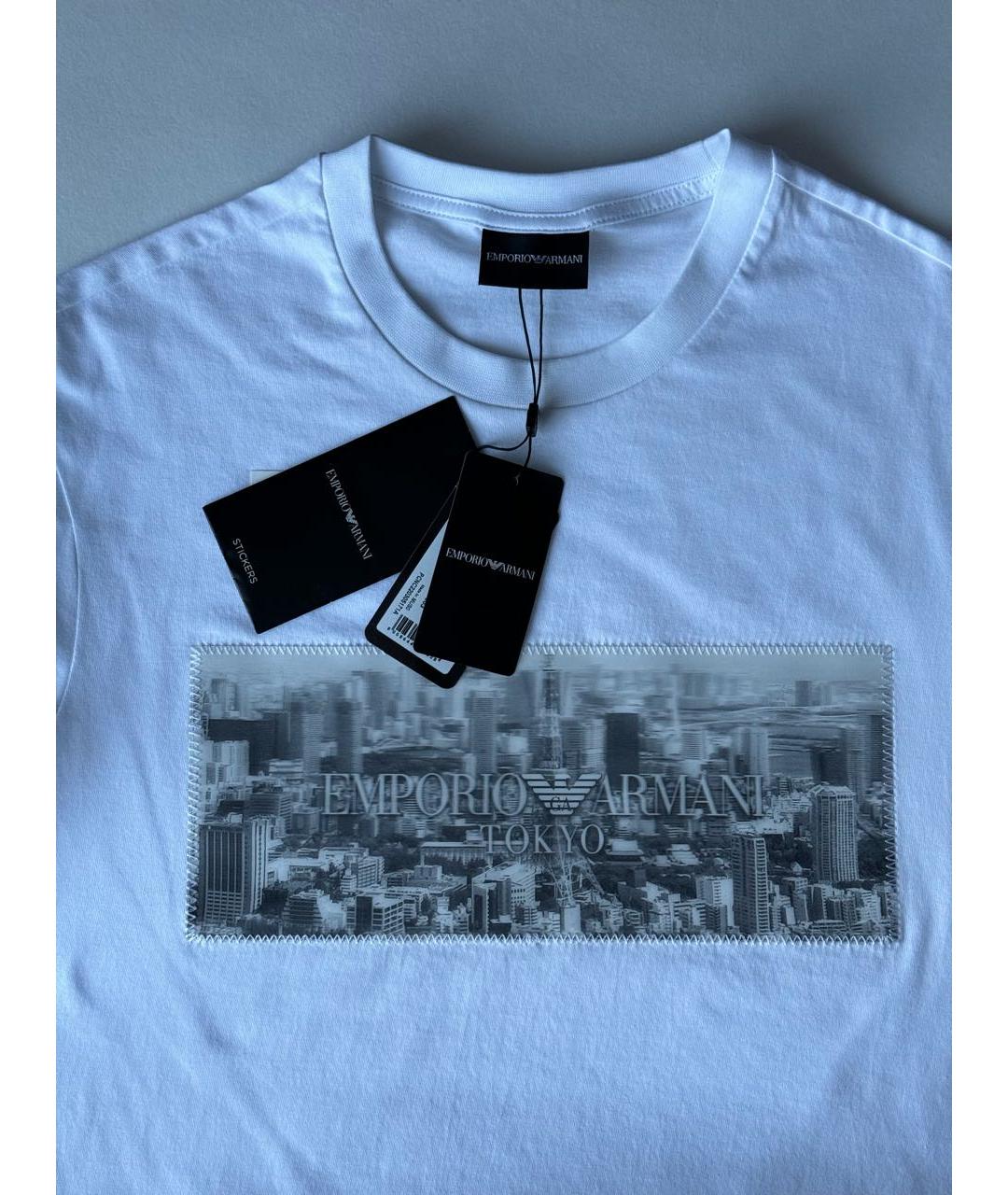 EMPORIO ARMANI Белая хлопковая футболка, фото 3