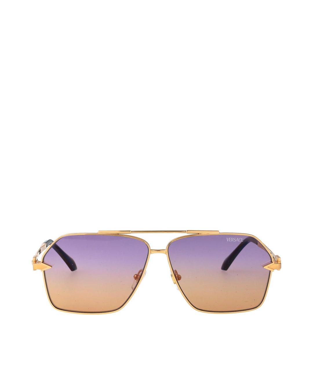 VERSACE Золотые металлические солнцезащитные очки, фото 2