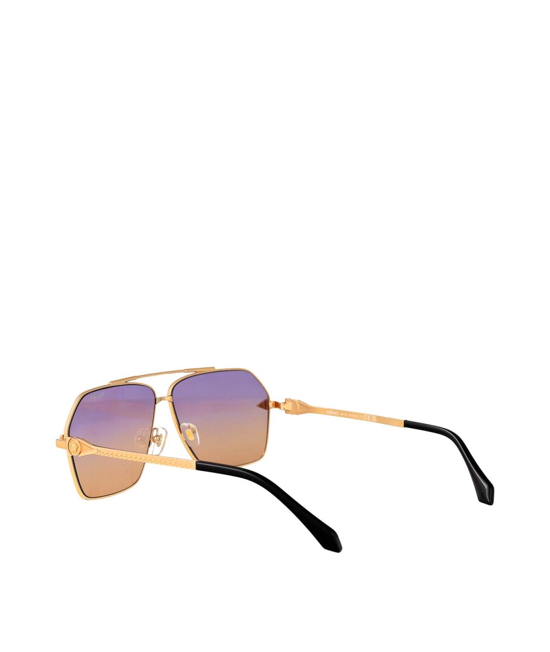 VERSACE Золотые металлические солнцезащитные очки, фото 4