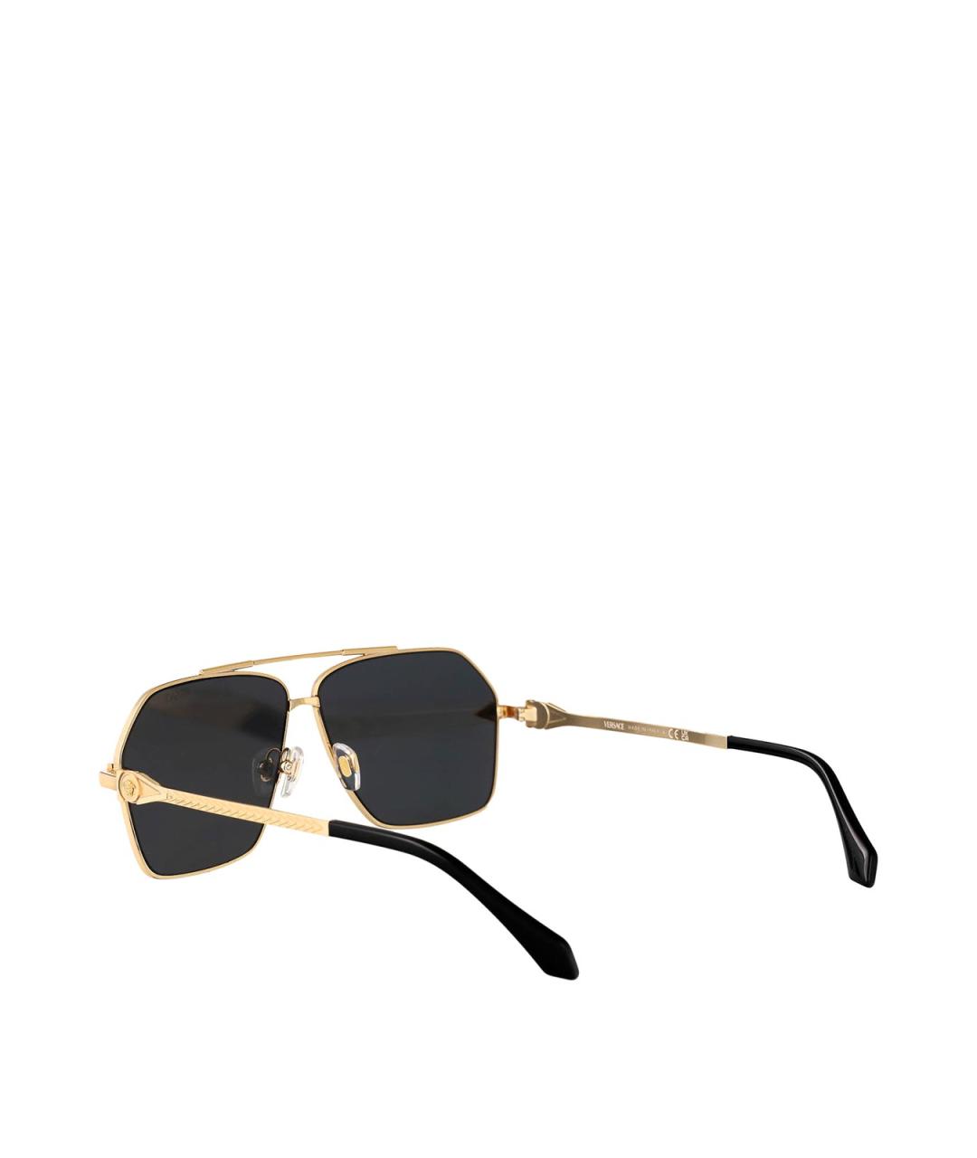 VERSACE Золотые металлические солнцезащитные очки, фото 4