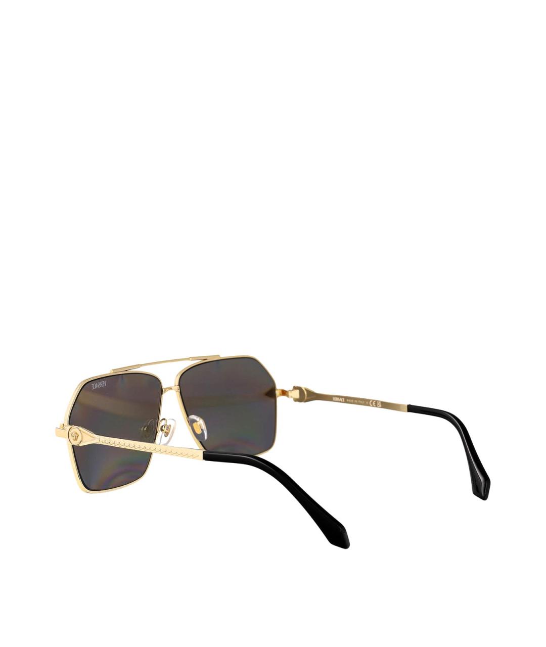 VERSACE Золотые металлические солнцезащитные очки, фото 4