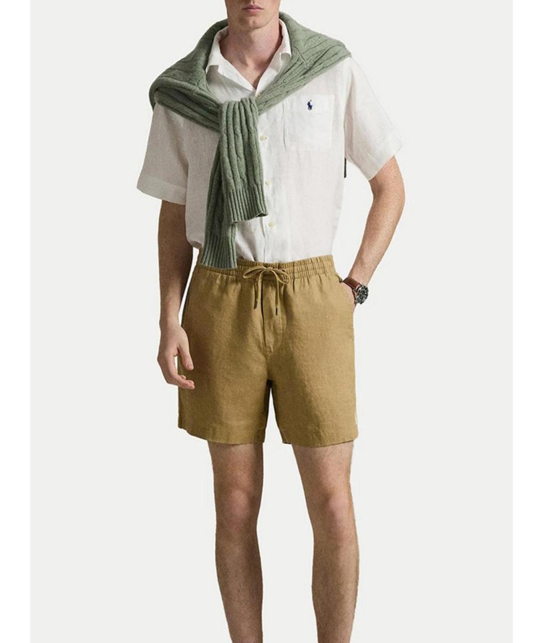 POLO RALPH LAUREN Бежевые льняные шорты, фото 6