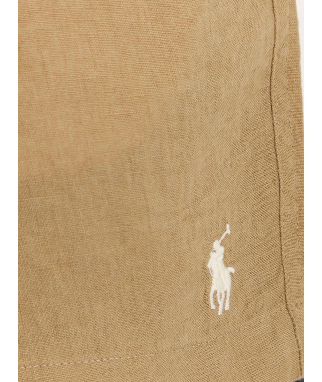 POLO RALPH LAUREN Бежевые льняные шорты, фото 3