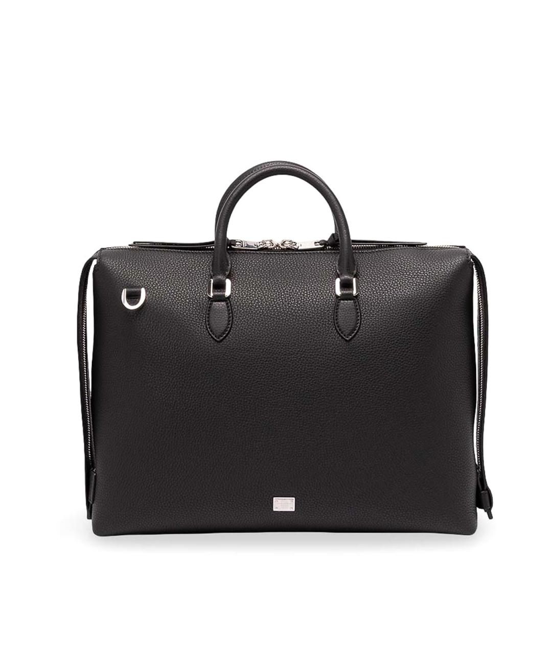 DOLCE&GABBANA Черный кожаный портфель, фото 1
