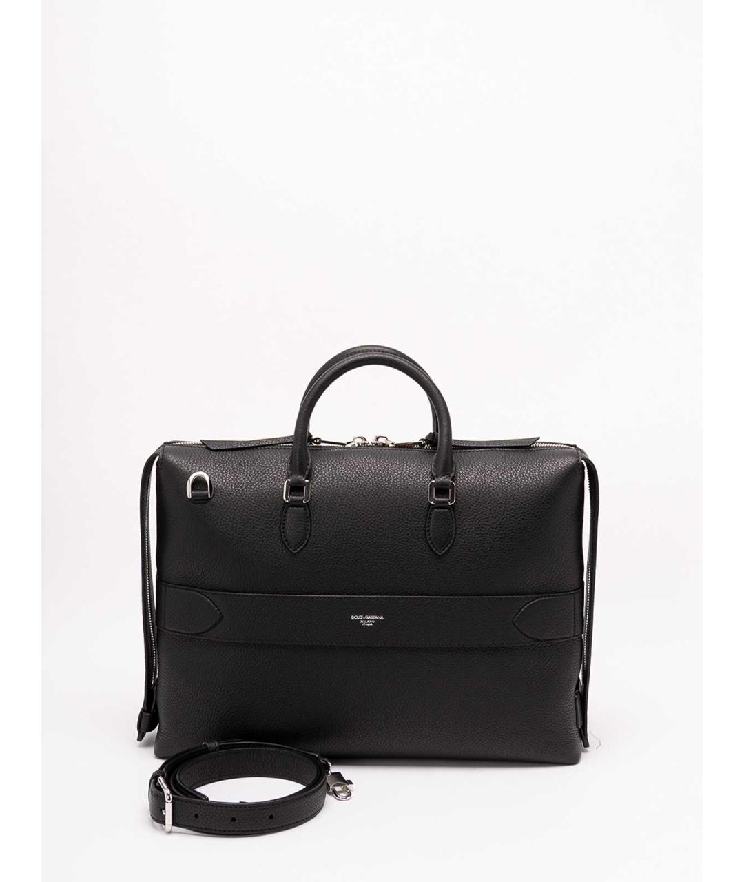 DOLCE&GABBANA Черный кожаный портфель, фото 2