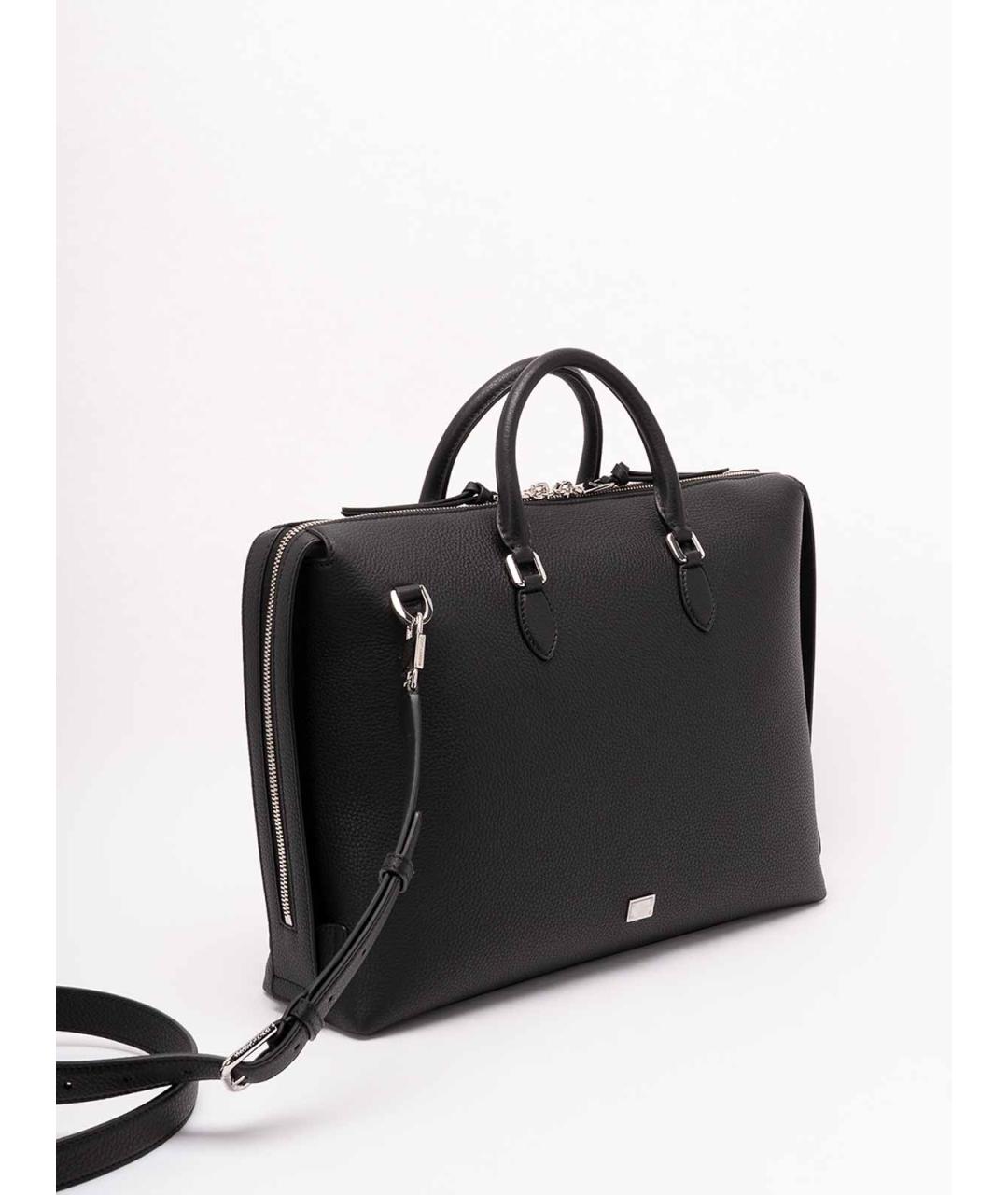 DOLCE&GABBANA Черный кожаный портфель, фото 3