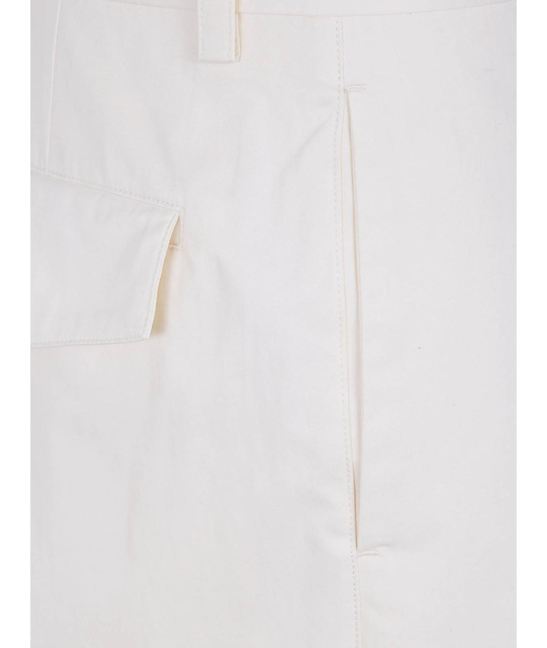 JIL SANDER Белые хлопковые повседневные брюки, фото 3