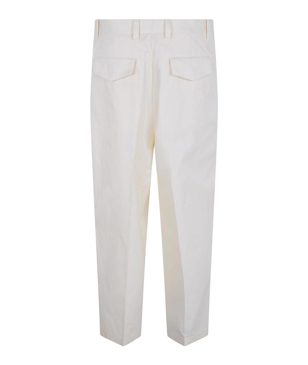 JIL SANDER Белые хлопковые повседневные брюки, фото 2