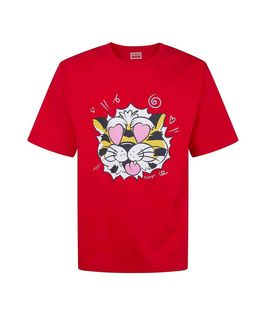 KENZO Красная хлопковая футболка, фото 1