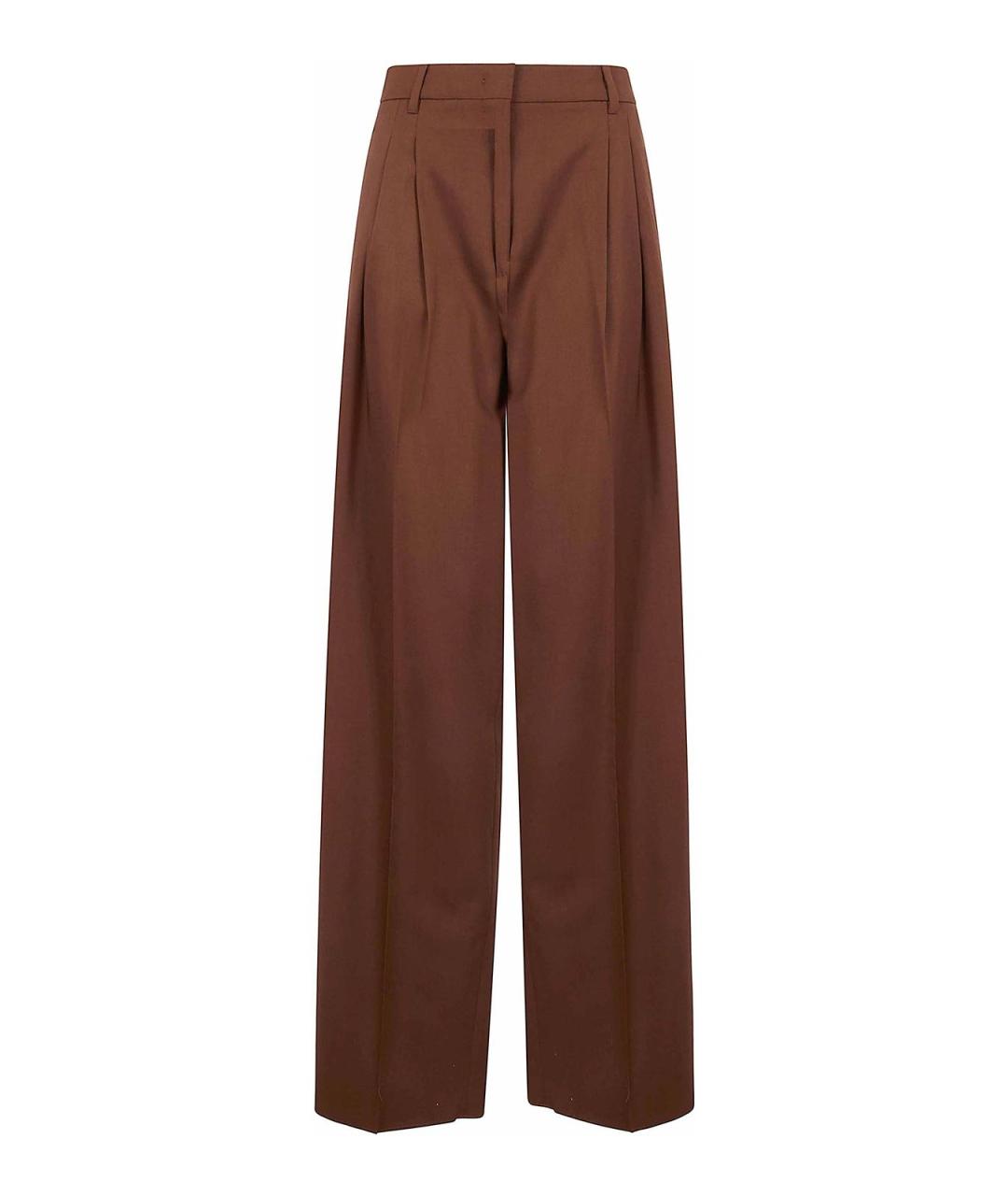 MAX MARA Коричневые шерстяные брюки широкие, фото 1
