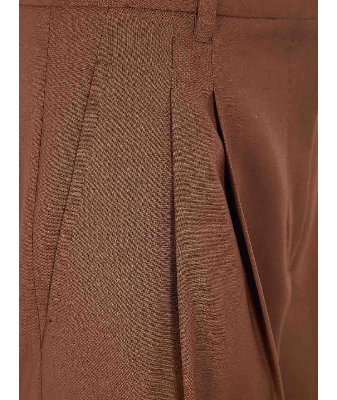 MAX MARA Коричневые шерстяные брюки широкие, фото 3