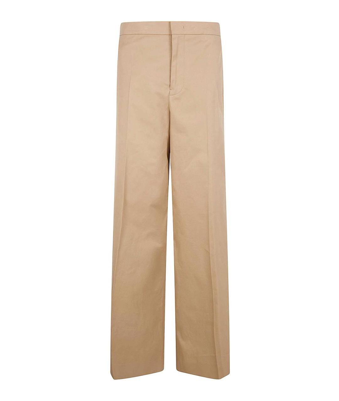 JIL SANDER Бежевые хлопковые прямые брюки, фото 1