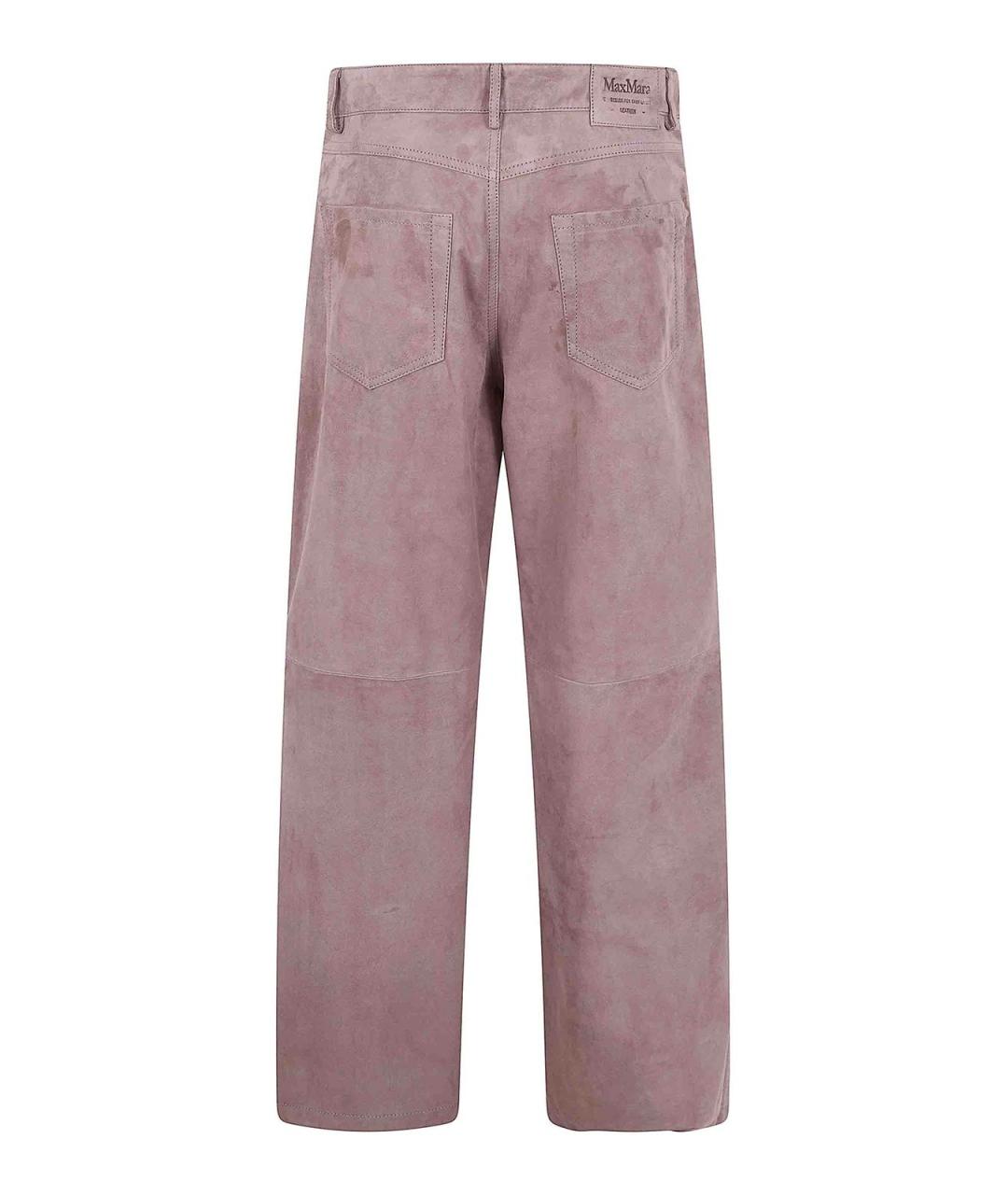 MAX MARA Коричневые замшевые прямые брюки, фото 2
