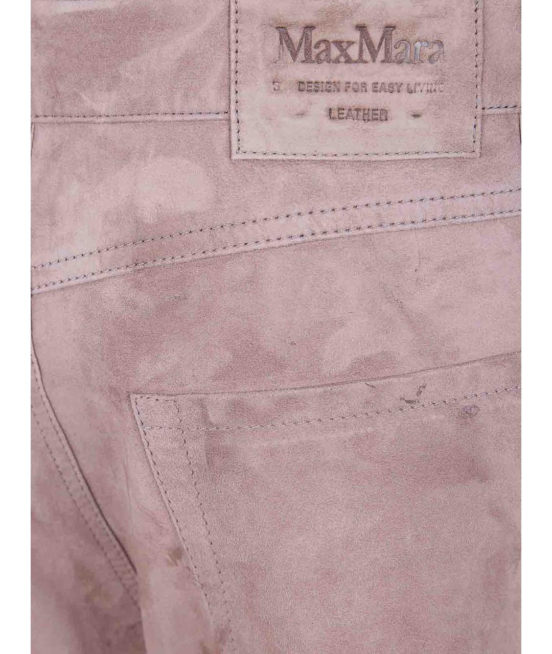 MAX MARA Коричневые замшевые прямые брюки, фото 3