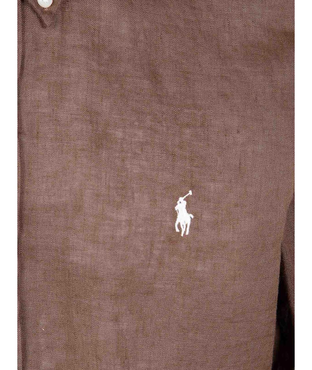 POLO RALPH LAUREN Коричневая льняная кэжуал рубашка, фото 3