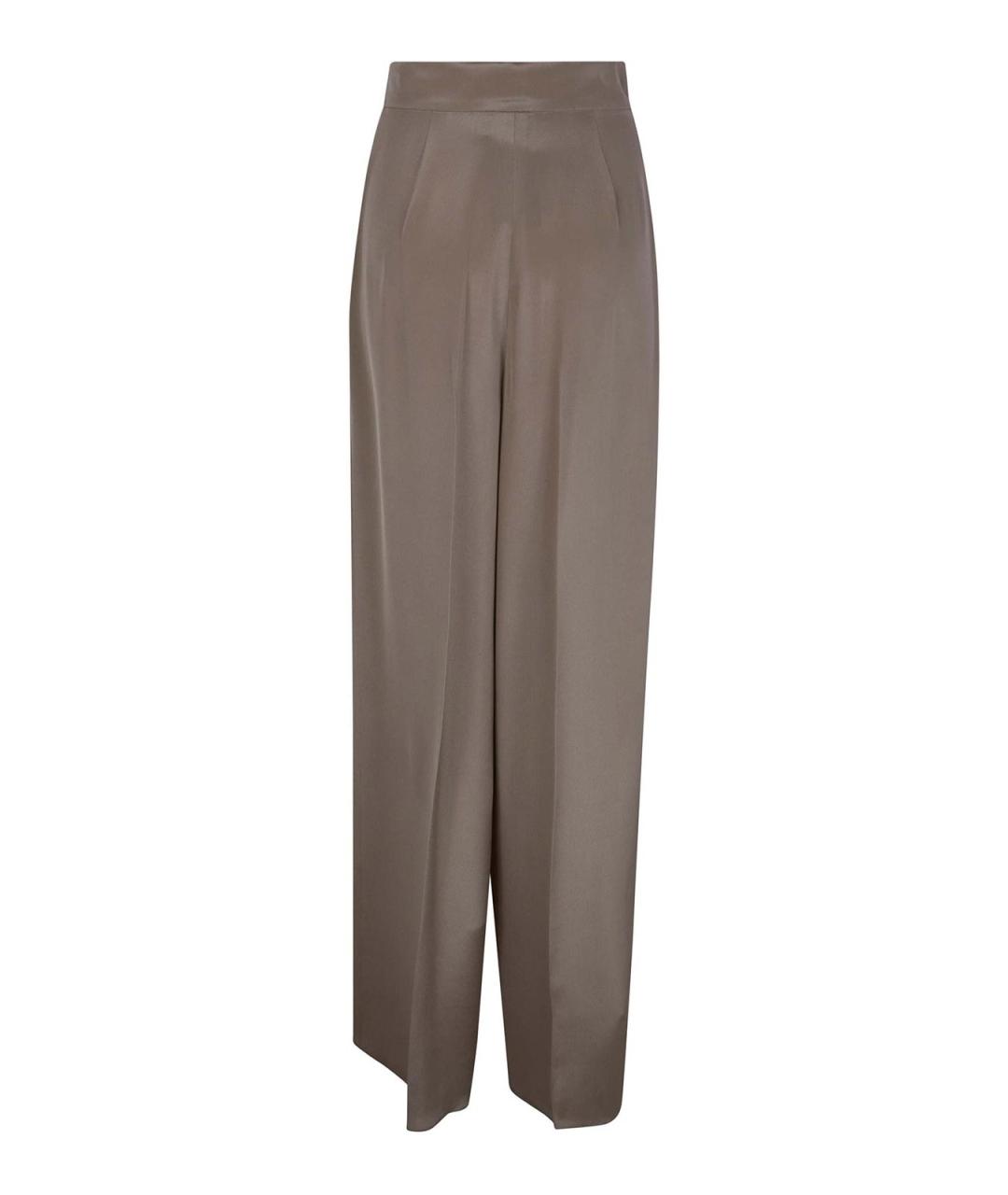 MAX MARA Бежевые шелковые брюки широкие, фото 2