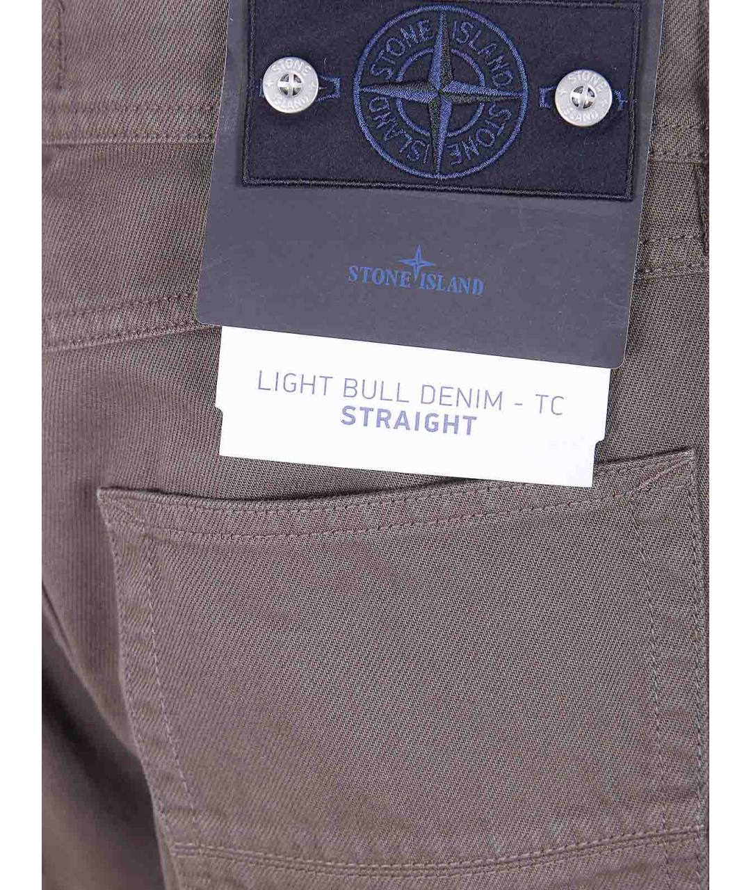 STONE ISLAND Серые хлопковые прямые джинсы, фото 3