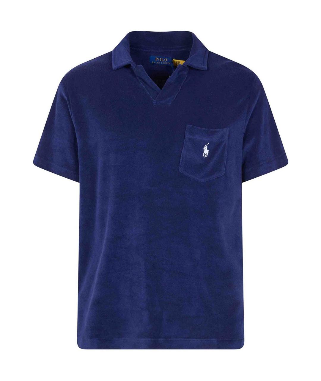 POLO RALPH LAUREN Синее хлопковое поло с коротким рукавом, фото 1