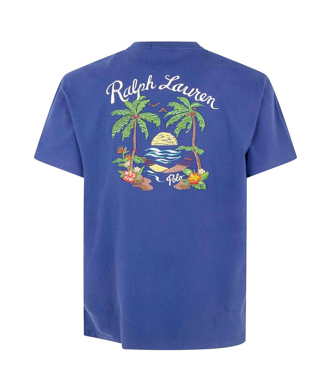 POLO RALPH LAUREN Синяя хлопковая футболка, фото 2