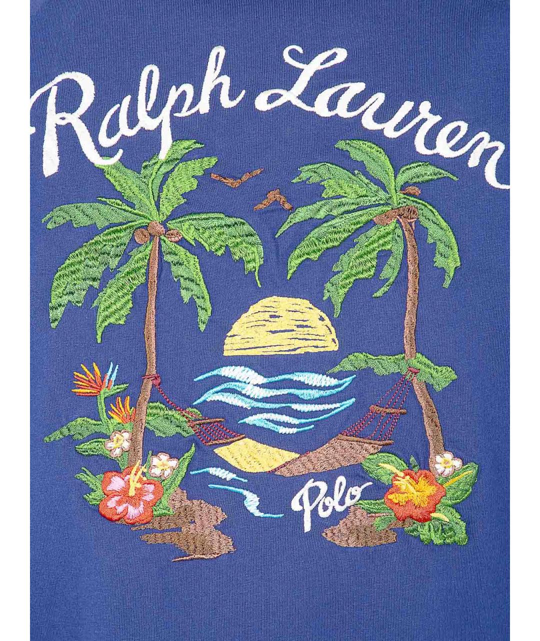 POLO RALPH LAUREN Синяя хлопковая футболка, фото 3