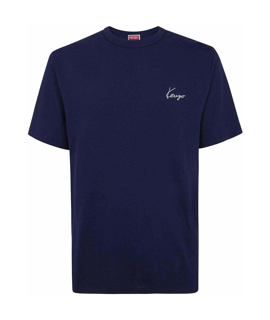 KENZO Синяя хлопковая футболка, фото 1