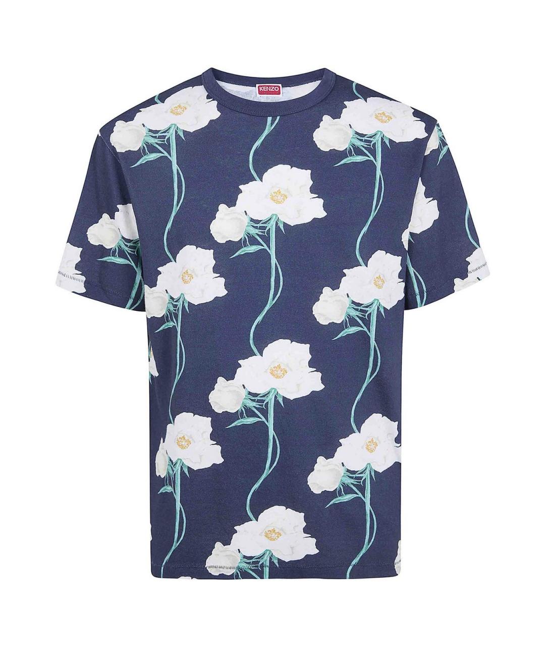 KENZO Синяя хлопковая футболка, фото 1