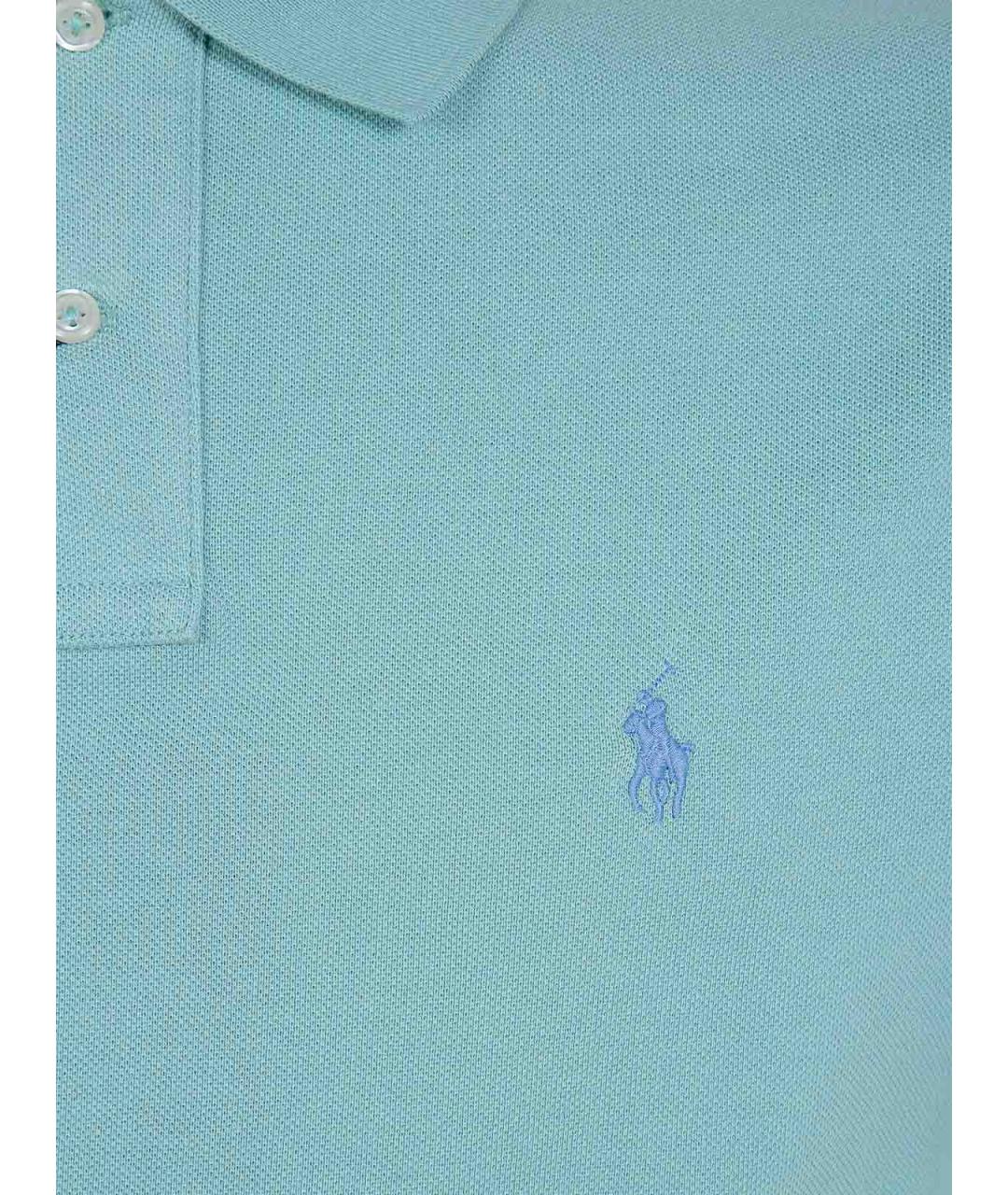 POLO RALPH LAUREN Голубое хлопковое поло с коротким рукавом, фото 3