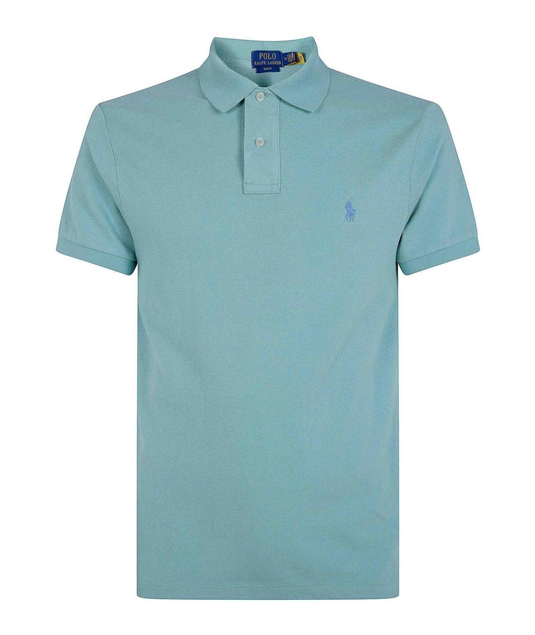 POLO RALPH LAUREN Голубое хлопковое поло с коротким рукавом, фото 1