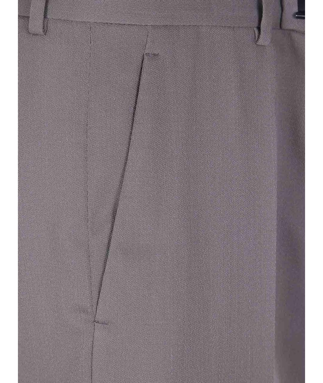 RICK OWENS Серые шерстяные классические брюки, фото 3