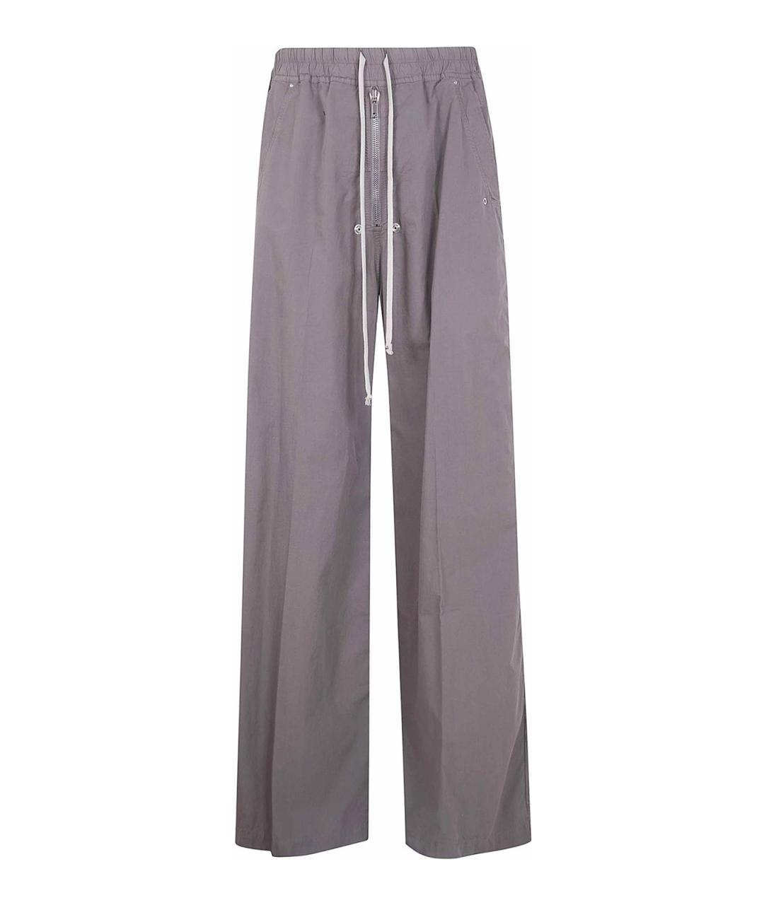 RICK OWENS Серые хлопковые повседневные брюки, фото 1