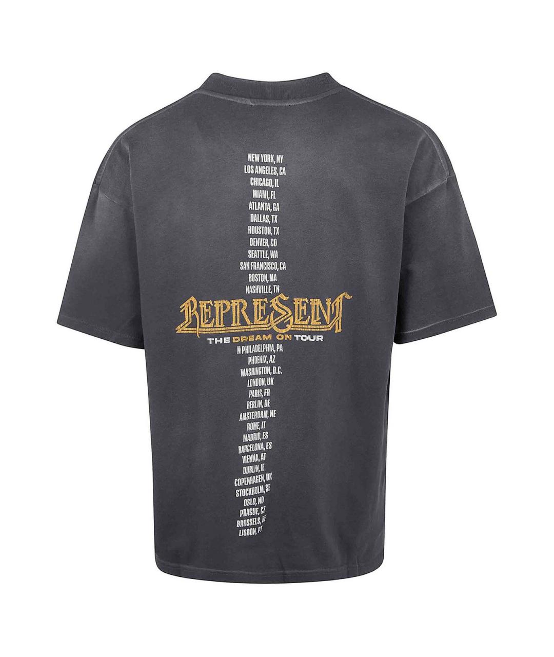 REPRESENT Серая хлопковая футболка, фото 2