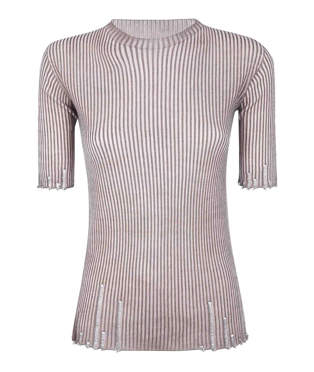 UMA WANG Коричневая шерстяная футболка, фото 1