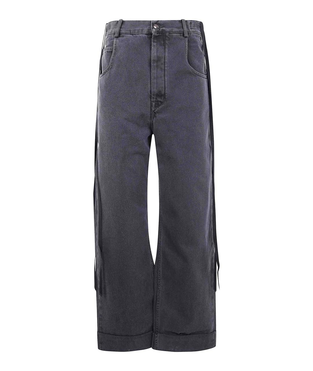 ANN DEMEULEMEESTER Серые хлопковые прямые джинсы, фото 1