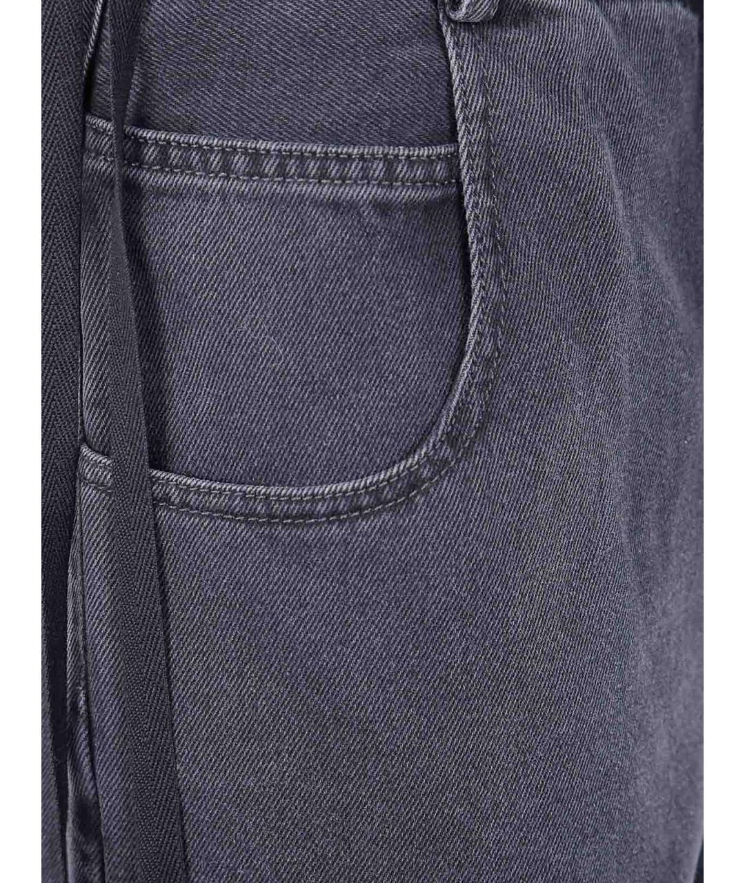 ANN DEMEULEMEESTER Серые хлопковые прямые джинсы, фото 3