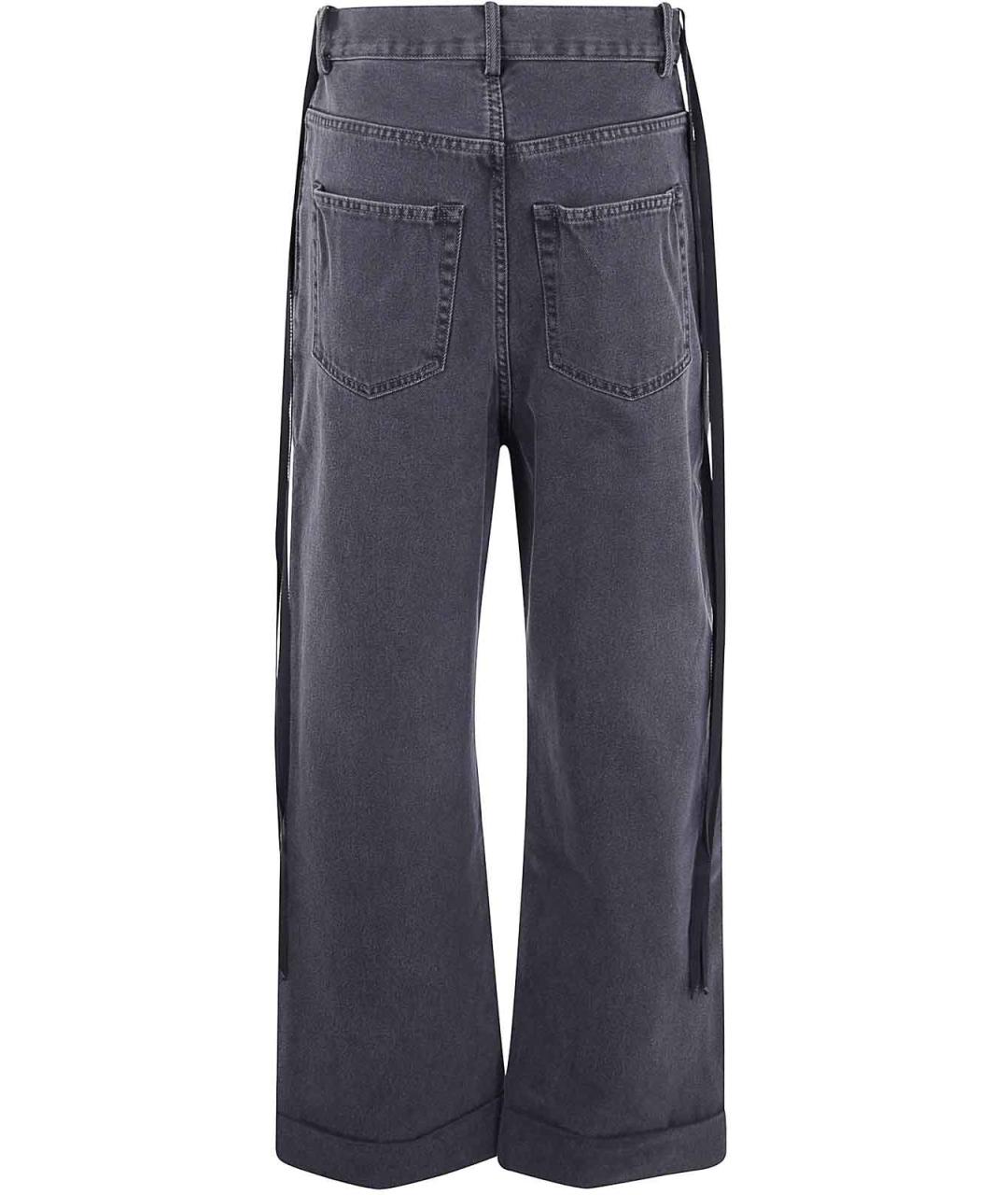 ANN DEMEULEMEESTER Серые хлопковые прямые джинсы, фото 2