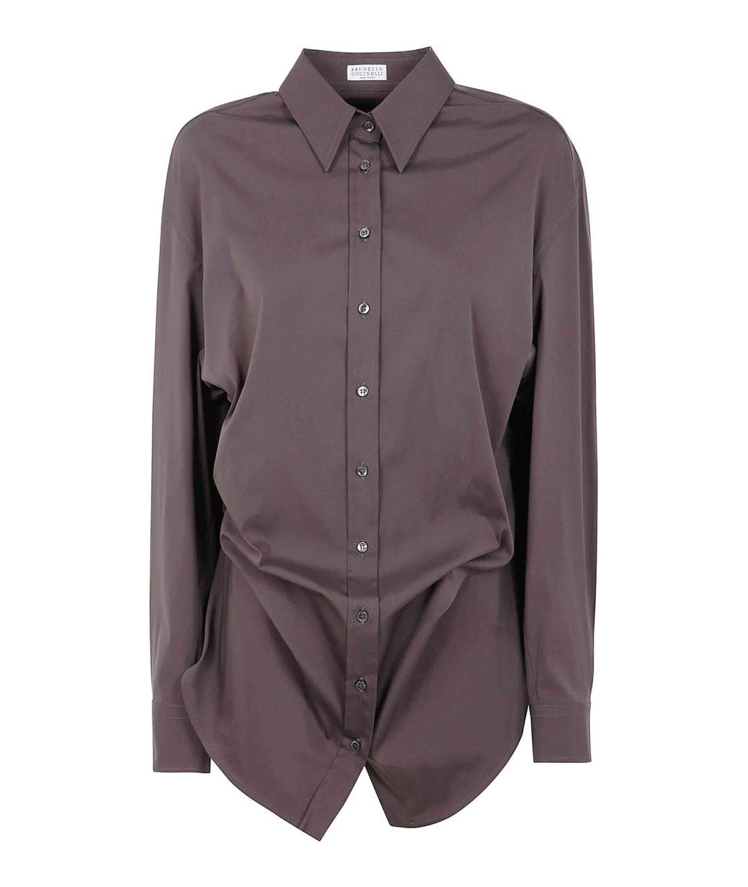 BRUNELLO CUCINELLI Коричневая хлопковая рубашка, фото 1