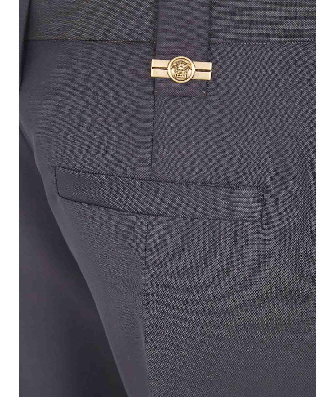 VERSACE Коричневые шерстяные прямые брюки, фото 3