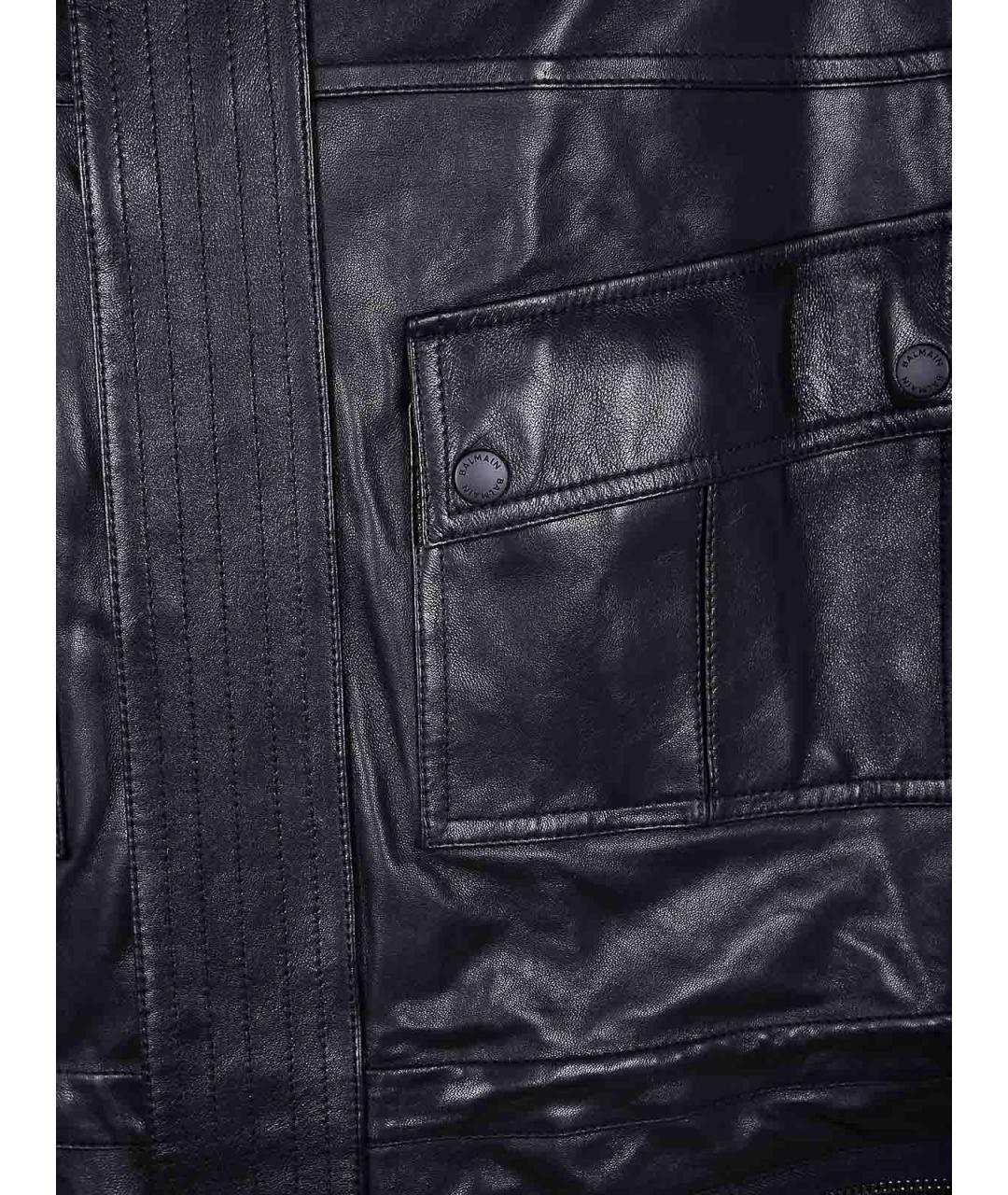 BALMAIN Черная кожаная куртка, фото 3