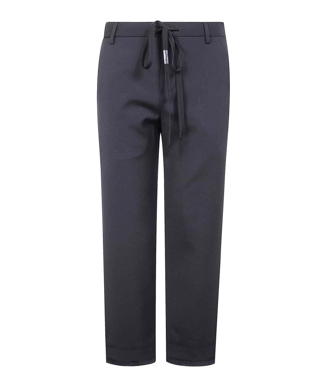 ANN DEMEULEMEESTER Черные хлопковые прямые брюки, фото 1