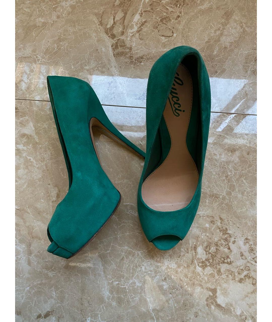 GUCCI Зеленые замшевые туфли, фото 3