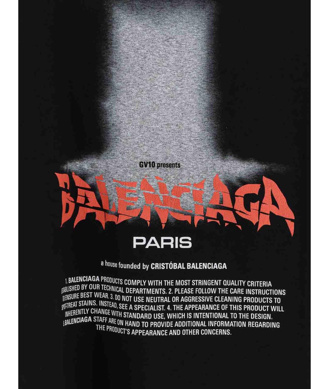 BALENCIAGA Черная хлопковая футболка, фото 3