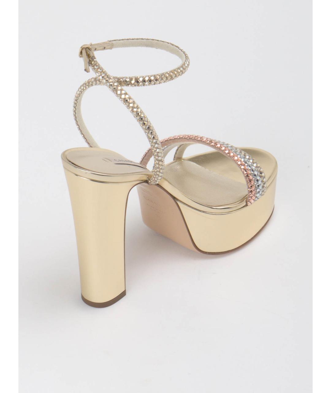 CASADEI Золотые кожаные босоножки, фото 4