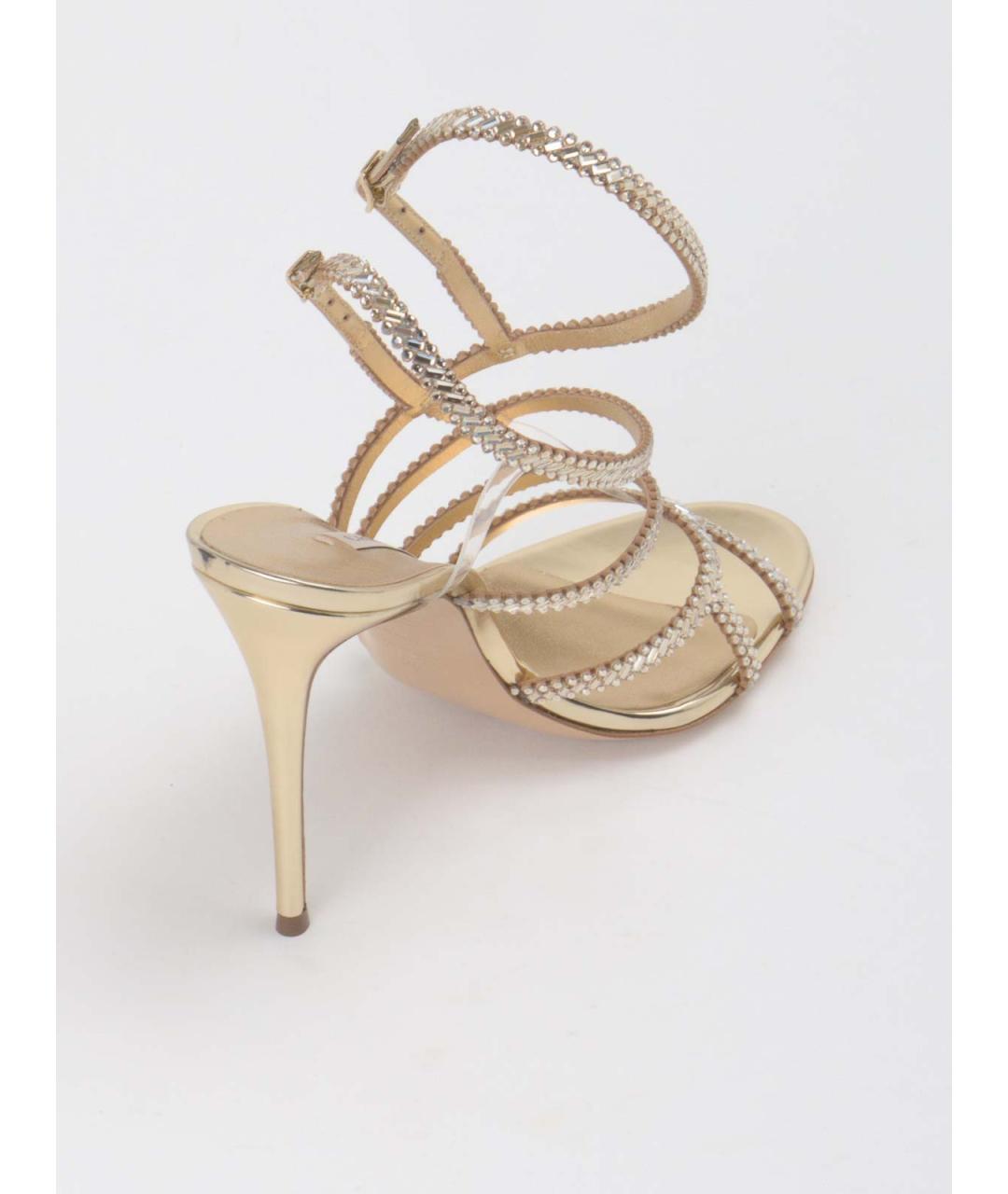 CASADEI Золотые кожаные босоножки, фото 4