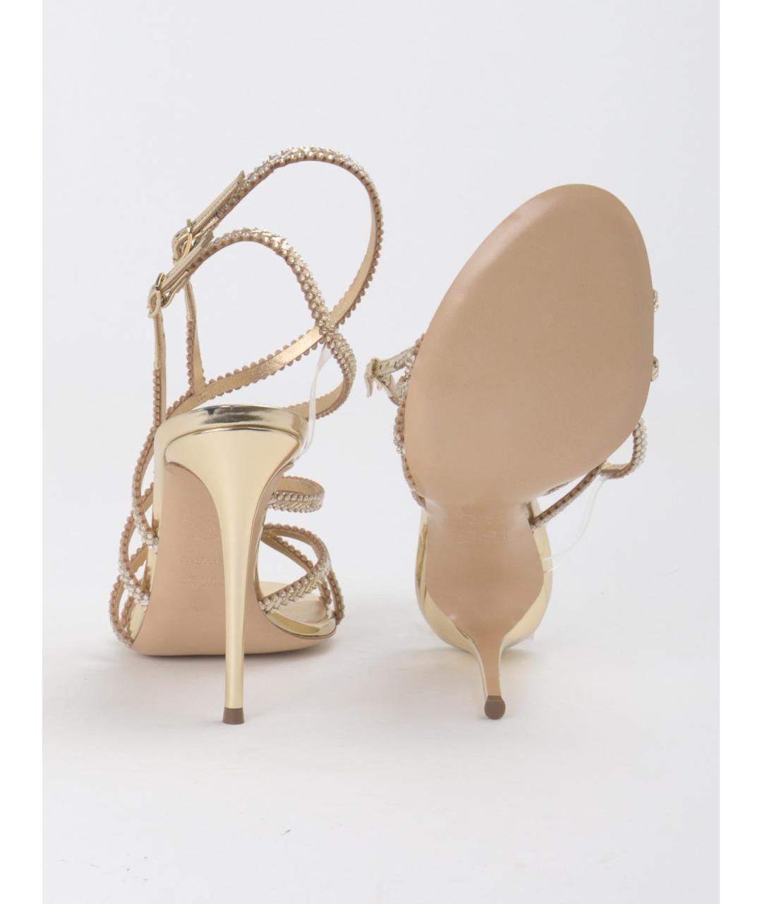 CASADEI Золотые кожаные босоножки, фото 5