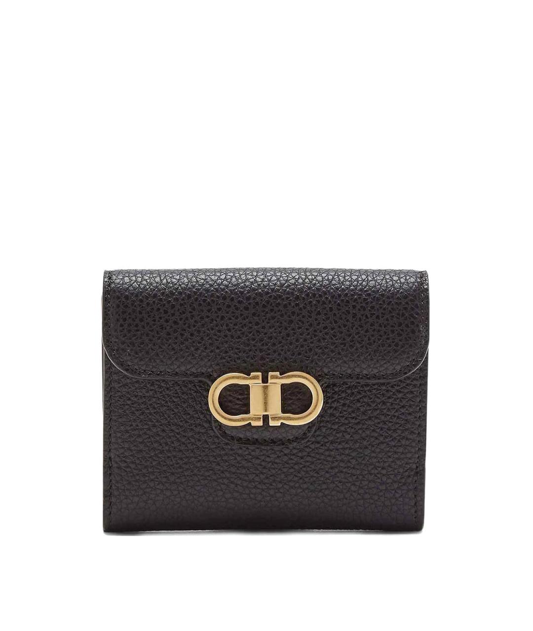 FERRAGAMO Черный кожаный кошелек, фото 1