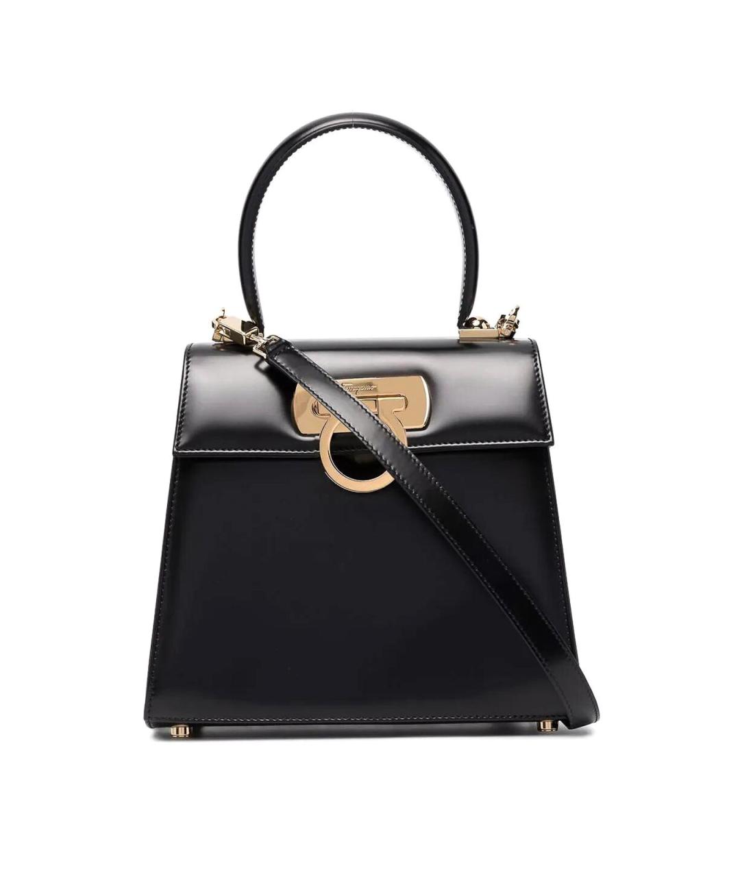 FERRAGAMO Черная кожаная сумка тоут, фото 1