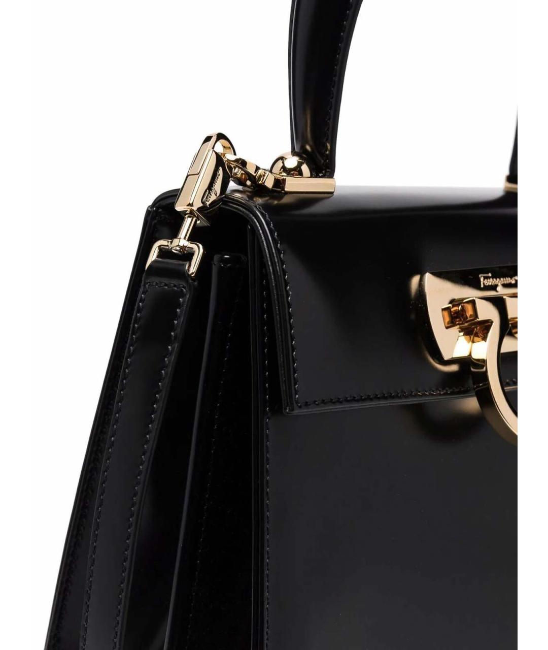 FERRAGAMO Черная кожаная сумка тоут, фото 2